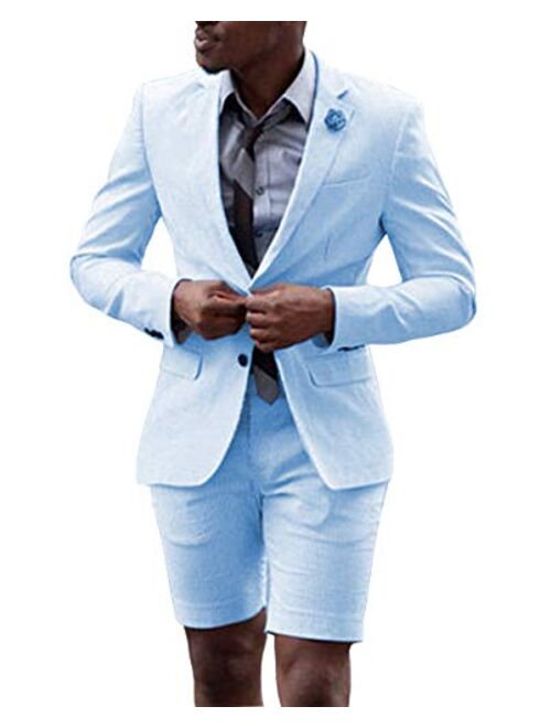 Fitty Lell Men Suit 2 Piece Groom Tuxedo with Short Pants Fashion Business Mens Summer Wear Suits Sets