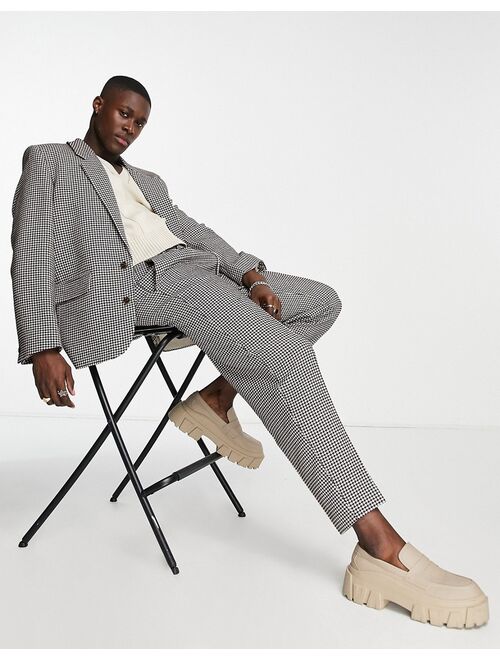 ASOS DESIGN oversized tapered suit pants in brown houndstooth