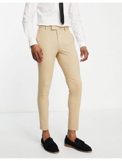 wedding super skinny suit pants in stone micro texture