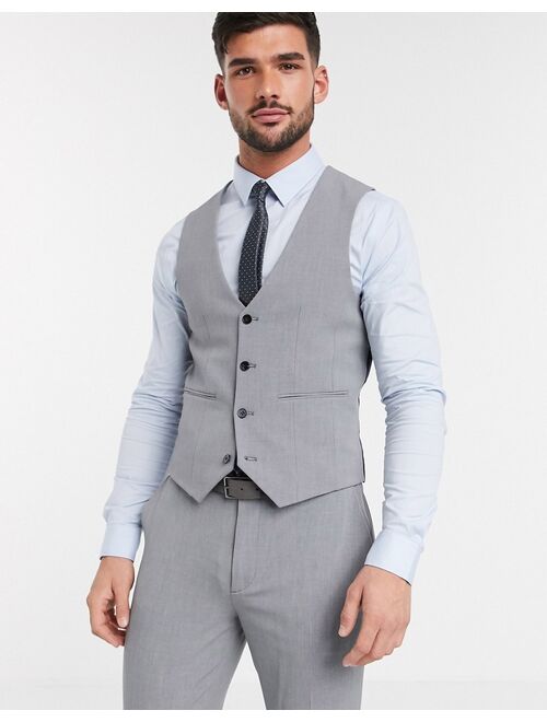 ASOS DESIGN super skinny suit vest in mid gray