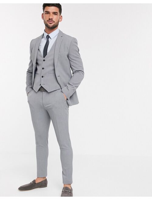 ASOS DESIGN super skinny suit vest in mid gray