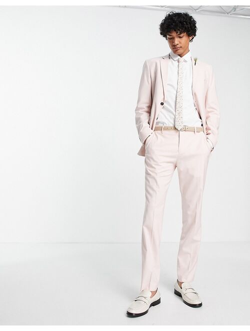 Selected Homme slim fit suit pants in dusty pink