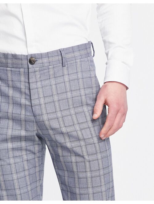 Selected Homme slim fit suit pants in blue check