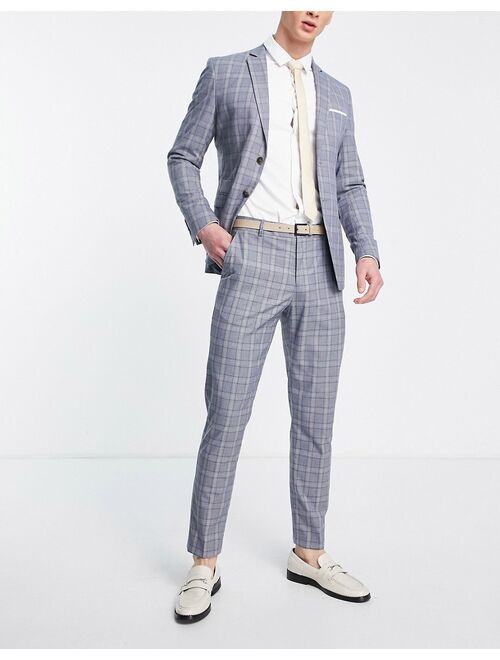 Selected Homme slim fit suit pants in blue check