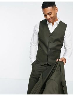 slim suit vest in khaki