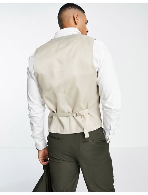 ASOS DESIGN slim suit vest in khaki