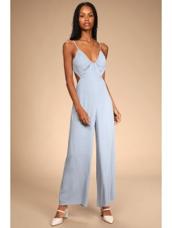 Darling Ties White Swiss Dot Tie-Back Wide-Leg Jumpsuit