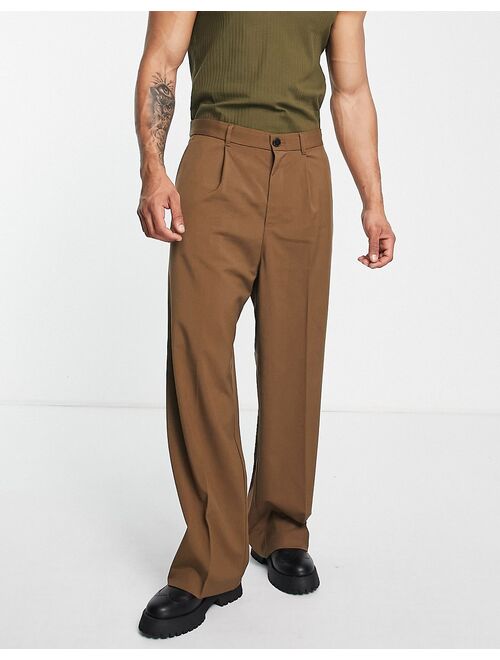 Weekday uno oversized suit pants in brown