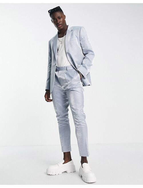 ASOS DESIGN slim suit jacket in irredescent blue