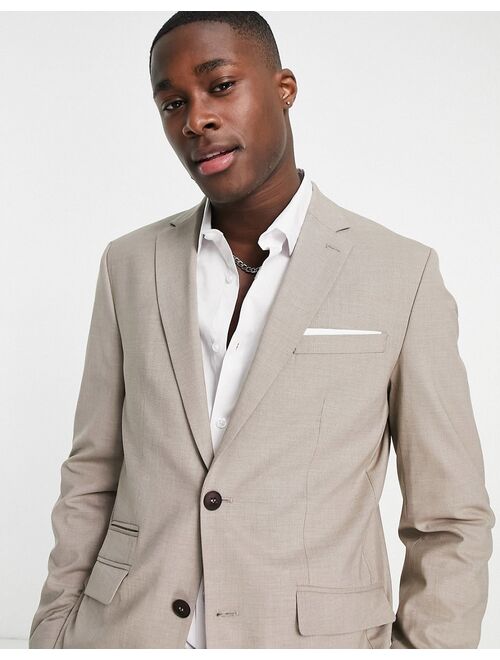 Selected Homme slim fit suit jacket in sand