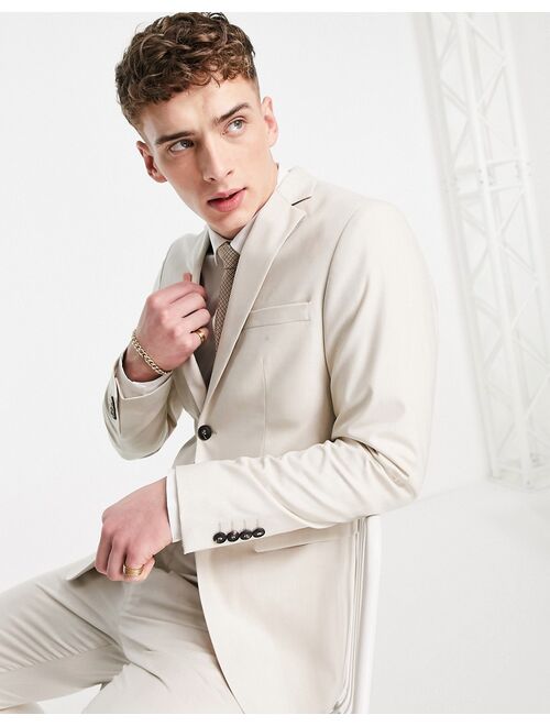 Selected Homme slim suit jacket in ecru