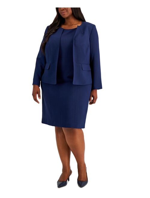 Le Suit Plus Size Cardigan Jacket & Sheath Dress