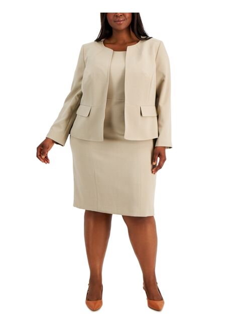 Le Suit Plus Size Cardigan Jacket & Sheath Dress