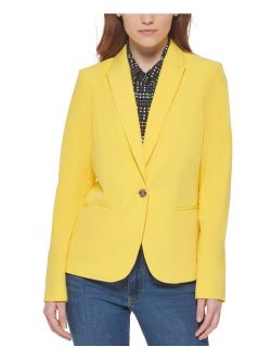 Women's One-Button Elbow-Patch Blazer