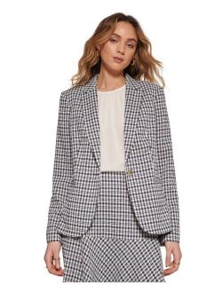 Women's Houndstooth One-Button Blazer