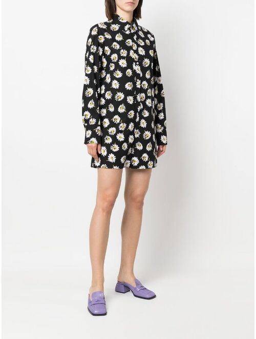 MSGM floral long-sleeve playsuit