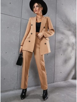 Lapel Neck Double Breasted Blazer Tailored Pants