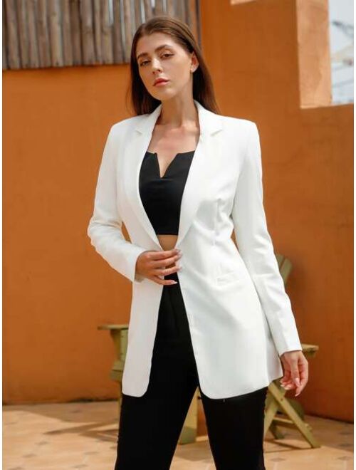 Shein UNIQUE21 Single Button Split Back Blazer