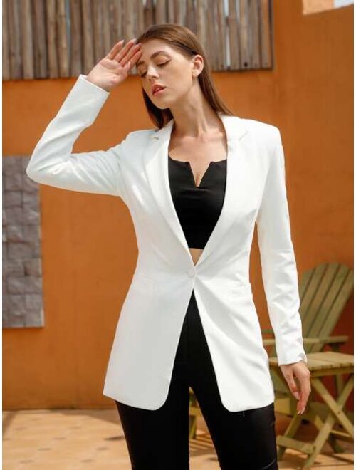 Shein UNIQUE21 Single Button Split Back Blazer