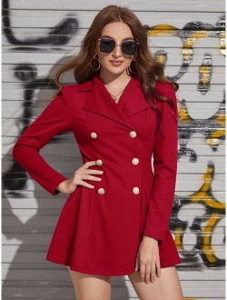 Notch Collar Double Breasted Blazer Dress