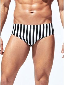 Men Striped Print Swim Brief