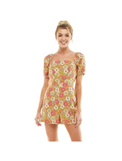 Juniors' Lily Rose Short Sleeve Cross Back Romper