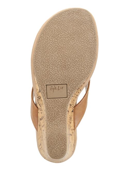 Style & Co Chicklet Wedge Thong Sandals, Created for Macy's