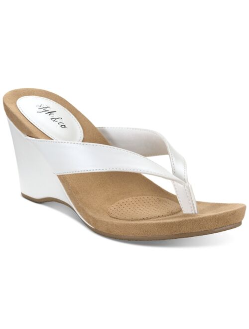 Style & Co Chicklet Wedge Thong Sandals, Created for Macy's