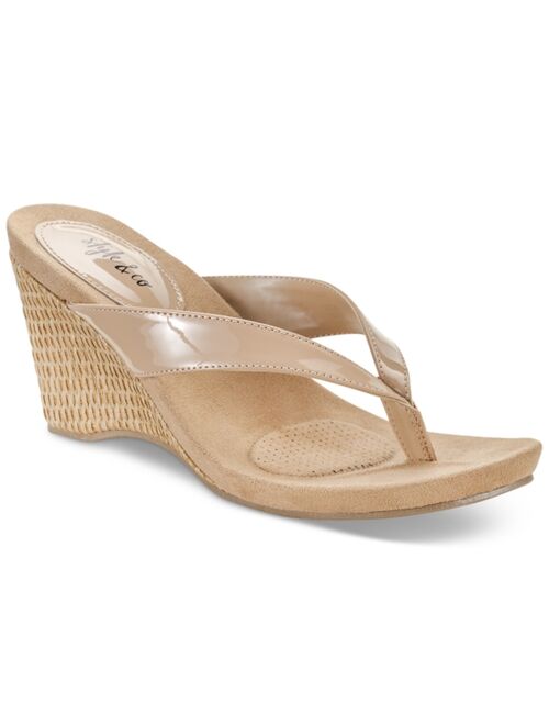 Style & Co Chicklet Wedge Thong Sandals, Created for Macy's