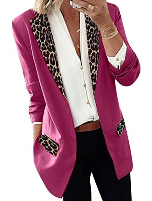 GRASWE Women's Casual Open Front Cardigan Jacket Work Office Blazer Classic Plus Size Blazer Suit