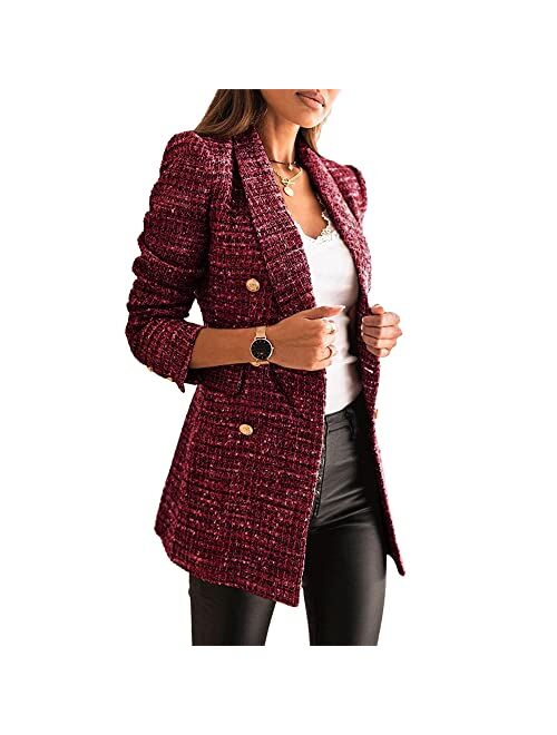 Lcucyes Women's Long Sleeve Blazer Suit Slim Fit Lapel Button Down Jacket Coats Work Office Bussiness Blazers