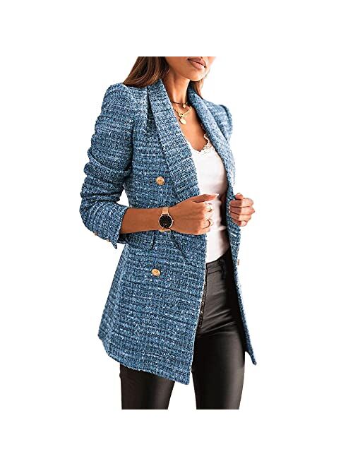 Lcucyes Women's Long Sleeve Blazer Suit Slim Fit Lapel Button Down Jacket Coats Work Office Bussiness Blazers