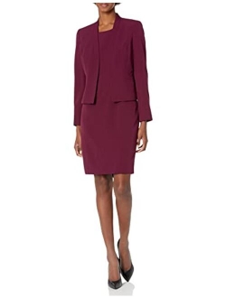 Women's Crepe Multi Seamed Cropped Jacket and Sheath Dress