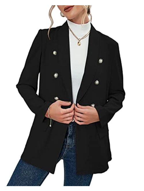 Taodou Womens Casual Blazers Open Front Shawl Collar Long Sleeve Work Office Jackets Blazer