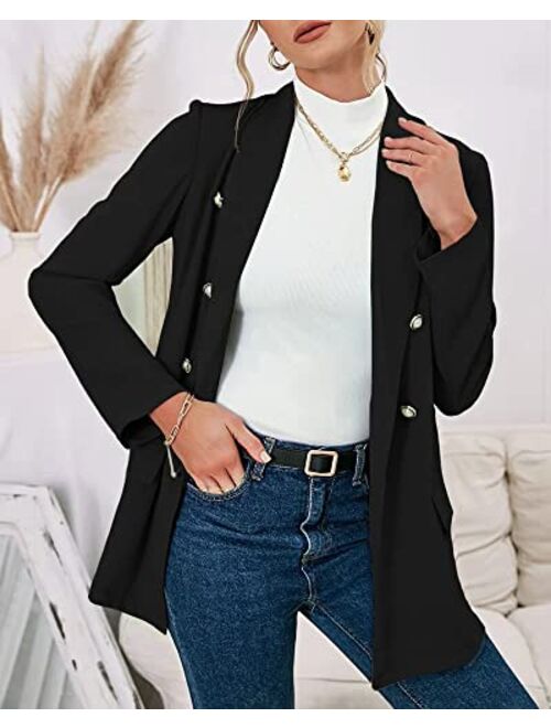 Taodou Womens Casual Blazers Open Front Shawl Collar Long Sleeve Work Office Jackets Blazer