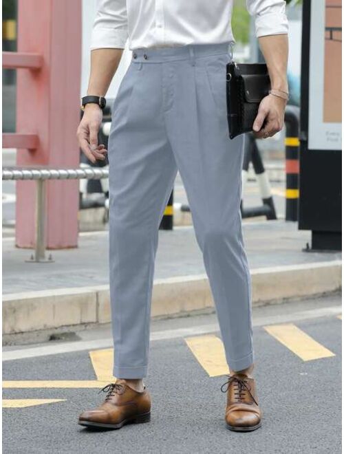 Buy Shein Men Fold Pleated Detail Slant Pocket Suit Pants online ...