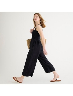 Smocked linen jumpsuit