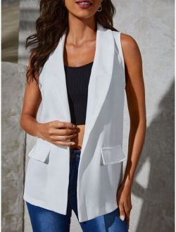 Shawl Collar Sleeveless Blazer