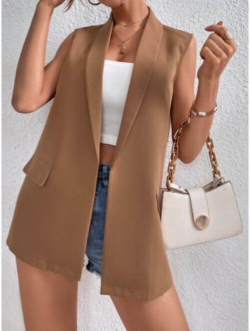 Shein Solid Shawl Neck Vest Blazer