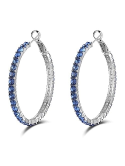 SELOVO Hoop Earrings Stylish Crystal Earrings For Women & Girls 1.8"