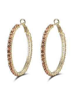 SELOVO Hoop Earrings Stylish Crystal Earrings For Women & Girls 1.8"