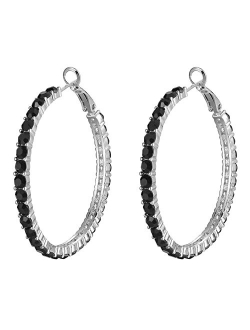 SELOVO Hoop Earrings Stylish Crystal Earrings For Women & Girls 1.8"