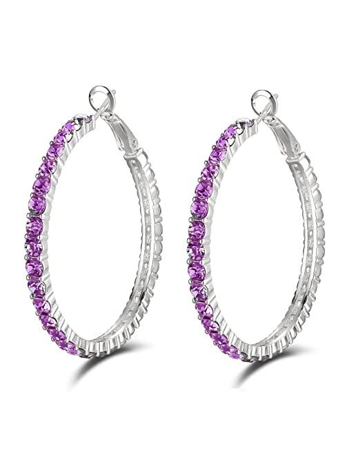 SELOVO Hoop Earrings Stylish Crystal Earrings For Women & Girls 1.8"