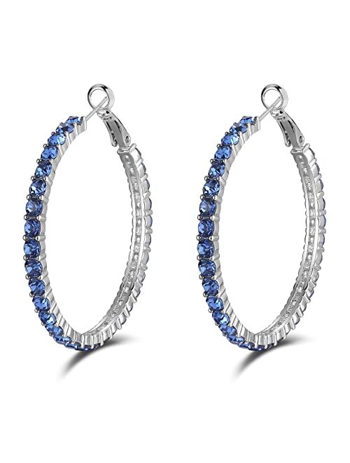 SELOVO Hoop Earrings Stylish Crystal Earrings For Women & Girls 1.8"