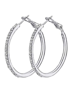 Yuqigg Hoop Earrings, Fashion Jewelry CZ Cubic Zirconia Rhinestone Hoop Earrings for Women Girls Gifts 1.38in, 1.5in, 1.77in