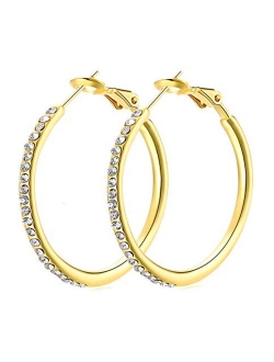 Yuqigg Hoop Earrings, Fashion Jewelry CZ Cubic Zirconia Rhinestone Hoop Earrings for Women Girls Gifts 1.38in, 1.5in, 1.77in