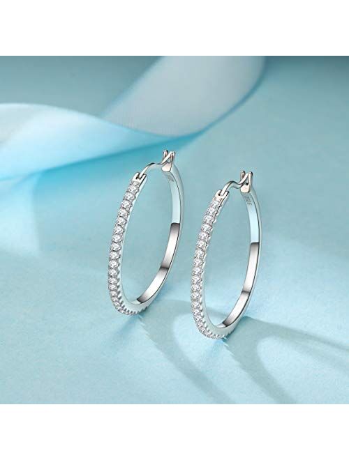 Gddx 925 Sterling Silver Hoops Big Round Loops Earrings Paved Zircon Halo CZ Women Ear Jewelry 20 30 40mm