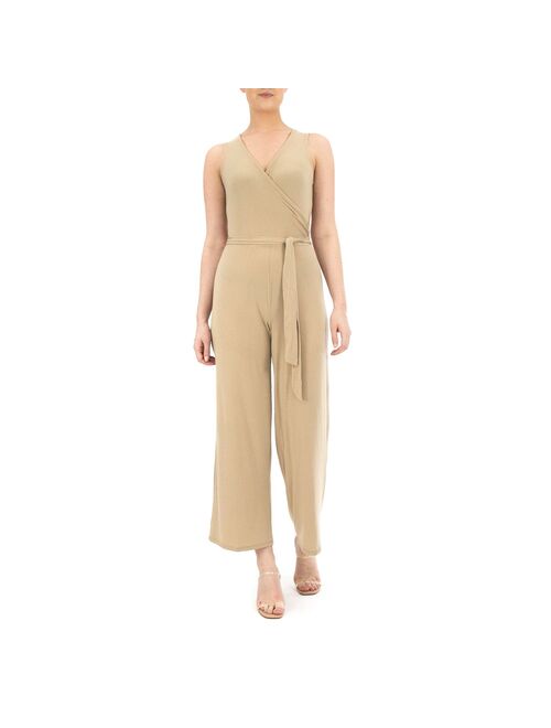 Women's Nina Leonard Surplice Wide-Leg Jumpsuit