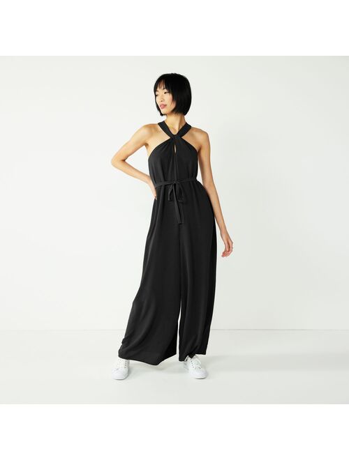 Women's Nine West Crisscross Neck Wide Leg Jumpsuit