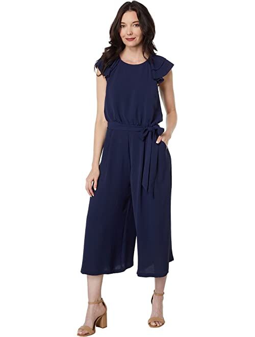 Vince Camuto Crepe Double Ruffle Sleeve Blouson Crop Jumpsuit